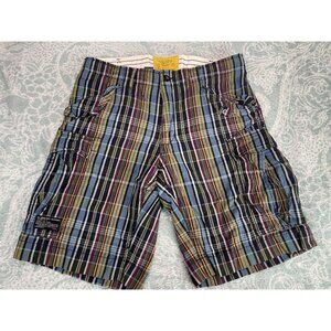 Polo Ralph Lauren Drill Khaki Cargo‎ Plaid Shorts Men 34 Classic Fit Utility
